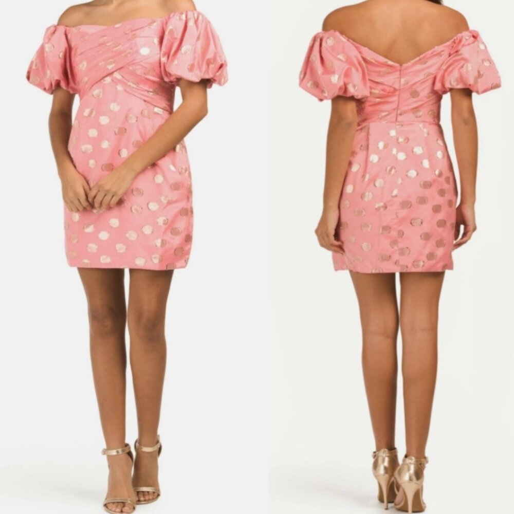 ML Monique Lhuillier Mini Dress in Pink/Gold Size 0